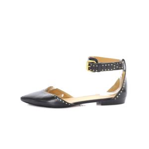 ISABEL MARANT パンプス ローヒール レザー スタッズ アンクルストラップ 39 25cm 黒 ブラック