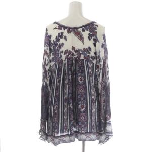 ISABEL MARANT ETOILE 総柄Vネックブラウス 長袖 スキッパー シアー 2 マルチカラー