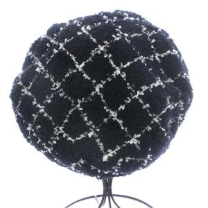 CHANEL 帽子 ベレー帽 ツイード ココマーク M ブラック