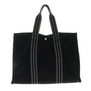 HERMES フールトゥGM トートバッグ キャンバス 黒 ブラック OH