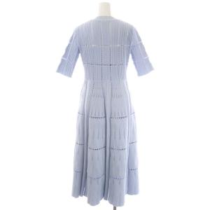 CELFORD 23SS ディフォーメーションニットワンピース ロング 五分袖 ボトルネック 38 サックスブルー