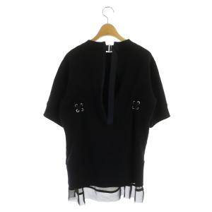 sacai 半袖 スウェット チュール ドッキング トレーナー プルオーバー 2 紺 カーキ ネイビー 20-04879