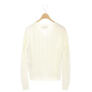 POLO RALPH LAUREN Vネックニット セーター 長袖 ケーブル編み ポニー刺繍 M 白 ホワイト