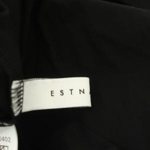 ESTNATION ギャザースリーブカットソー Tシャツ 異素材切替 半袖 F 黒 ブラック