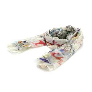 ストール 地図 マップ柄 絹混 シルク混 マルチカラー