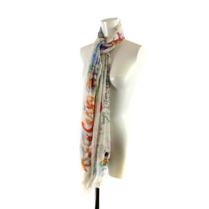 Faliero Sarti ストール 地図 マップ柄 絹混 シルク混 マルチカラー