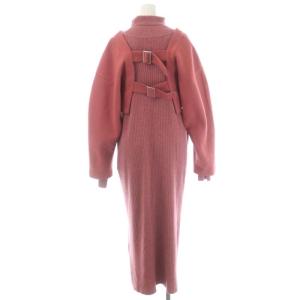 Ameri VINTAGE LAYERED KNIT DRESS 二点セット ワンピース リブニット タートルネック 長袖 ロング ジャケット クロップド