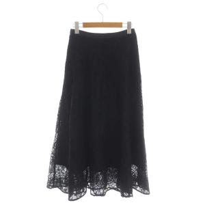 Grace Class 21AW レースロングフレアスカート 花柄 36 黒 ブラック
