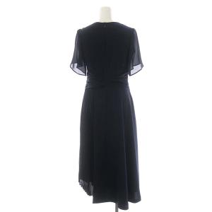 Diagram 20SS ドレーププリーツワンピース 半袖 ロング Vネック 36 紺 ネイビー