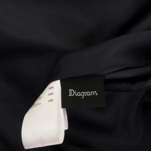 Diagram 20SS ドレーププリーツワンピース 半袖 ロング Vネック 36 紺 ネイビー