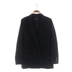 刺繍ダブルブレスト テーラード 総裏地 36 黒 ブラック
