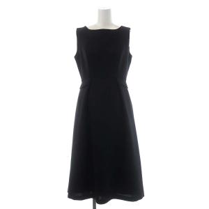 フィットアンドフレアタックワンピース ノースリーブ ロング 36 黒 ブラック
