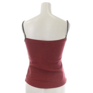 PRADA ボーダー カットソー ノースリーブ タンクトップ XS 赤 グレージュ レッド
