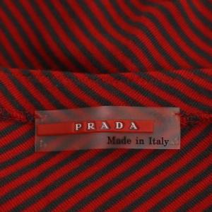 PRADA ボーダー カットソー ノースリーブ タンクトップ XS 赤 グレージュ レッド