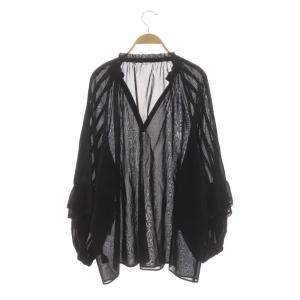 Deuxieme Classe 22SS FEMININE ブラウス シアー ボリュームスリーブ ブラック