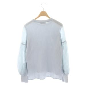 BARNEYS NEW YORK ニット カットソー チュール コンビネーション 長袖 38 ライトブルー