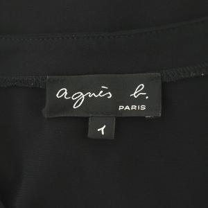 agnes b. スナップボタン Vネックワンピース ロング 長袖 ストレッチ 1 黒 ブラック