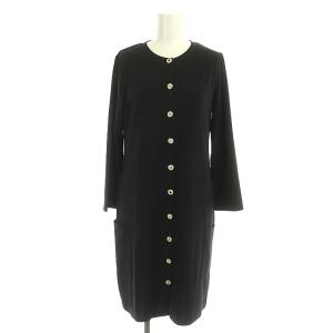 スナップボタン ロングカーディガン 長袖 ストレッチ 1 黒 ブラック