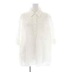 リネン プルオーバーシャツ ブラウス オーバーサイズ 七分袖 F オフホワイト