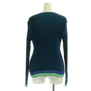 ISSEY MIYAKE プリーツ 長袖 カットソー 2 藍色 紫 黄緑