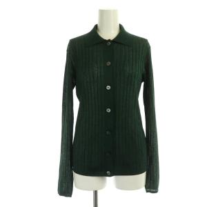 シャイニーニット シャツ カーディガン 長袖 緑 グリーン