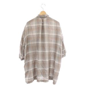 REMI RELIEF 22SS CHECK 2WAY SHIRT チェックシャツ オーバーサイズ カシュクール 七分袖 F モカ グレー