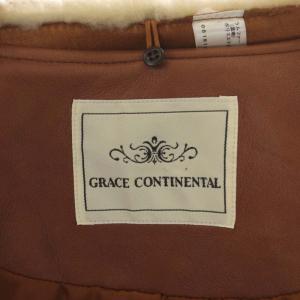 GRACE CONTINENTAL ボア襟 レザージャケット ジップアップ 総裏地 ショート丈 36 茶色 ブラウン