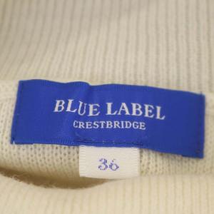 BLUE LABEL CRESTBRIDGE ガーリッシュタータンチェックドレス ワンピース ニット ミニ 長袖 36 オフホワイト オレンジ 茶
