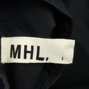 MHL. 21SS SUPERFINE COTTON TWILL DRESS 半袖シャツワンピース ロング ミモレ丈 半袖 1 紺 ネイビー