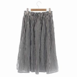 DRESSTERIOR ギンガムチェック スカート ミモレ丈 ロング フレア ギャザー 黒 白 ブラック ホワイト