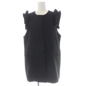 23SS フリルスリーブジレ ベスト 比翼仕立て F 黒 ブラック