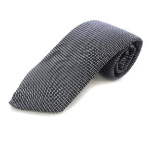 ネクタイ レギュラータイ Hロゴ 総柄 シルク 黒 ブラック