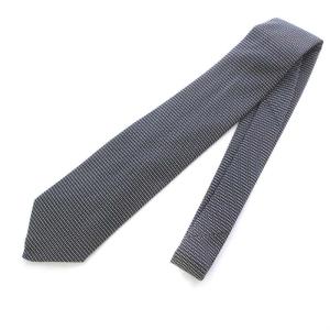 HERMES ネクタイ レギュラータイ Hロゴ 総柄 シルク 黒 ブラック