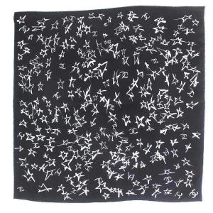 CHANEL 22C シュシュ スカーフ 2点セット スター柄 ヘアゴム ココマーク ブラック