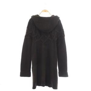 Theory NATHANIA Lフードケーブル編みニットカーディガン 長袖 ロング 2 ダークブラウン