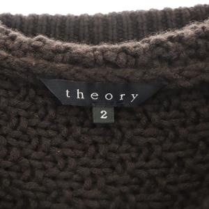 Theory NATHANIA Lフードケーブル編みニットカーディガン 長袖 ロング 2 ダークブラウン