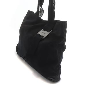 Salvatore Ferragamo ヴァラ トートバッグ キャンバス リボン 黒 ブラック AU-21 7465