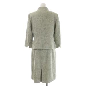 Max Mara セットアップ 2点セット 白タグツイード ジャケット 総裏地 ワンピース フレンチスリーブ ロング 42 40 ライトグリーン