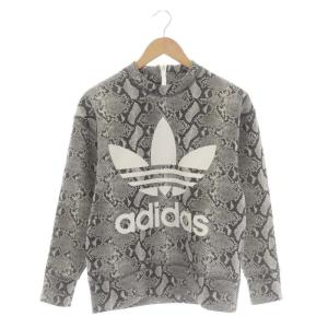 HYKEコラボ パイソンプルオーバー カットソー 長袖 総柄 ロゴ XS ダークグレー ライトグレー オフホワイト