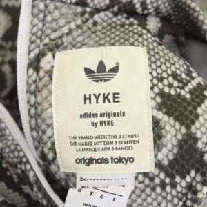 adidas Originals HYKEコラボ パイソンプルオーバー カットソー 長袖 総柄 ロゴ XS ダークグレー ライトグレー オフホワイト