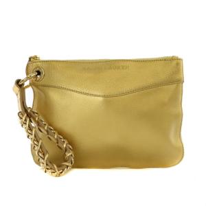 クラッチバッグ ポーチ レザー ゴールド