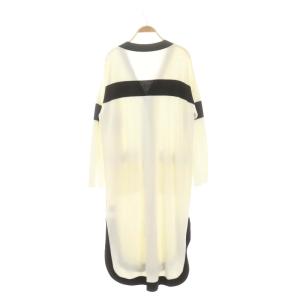 Grace Class 22AW バイカラーロングカーディガン ニット 長袖 金ボタン Vネック 36 白 黒 ホワイト ブラック