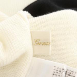 Grace Class 22AW バイカラーロングカーディガン ニット 長袖 金ボタン Vネック 36 白 黒 ホワイト ブラック