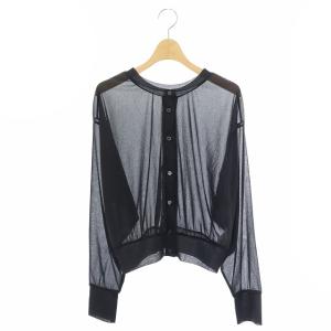 CLANE 23SS W FACE CENTER LINE SHEER CARDIGAN カーディガン シアー 長袖 F 黒 ブラック