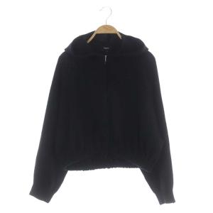 22AW LANA CASH CROPPED HOODY クロップド フーディ ニット パーカ ジップアップ 長袖 S 黒
