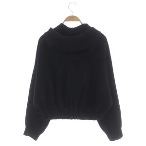 Theory 22AW LANA CASH CROPPED HOODY クロップド フーディ ニット パーカ ジップアップ 長袖 S 黒