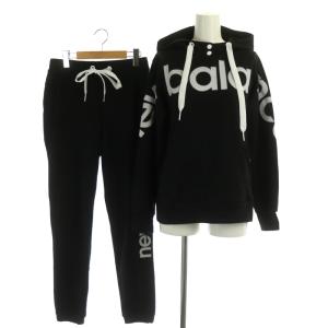 ロゴプリントスウェットプルオーバーパーカー×パンツ  セットアップ ジョガーパンツ 0 ブラック
