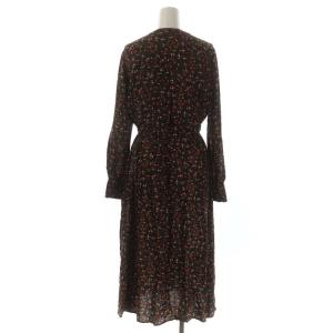 ANAYI ボウタイ 花柄ワンピース 長袖 ロング 36 黒 マルチカラー