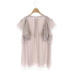 21AW シフォンドットプリントラッフル ブラウス フレンチスリーブ  