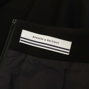 BORDERS at BALCONY 22AW ボーダーポケットツイルスカート フレア 34 ブラック